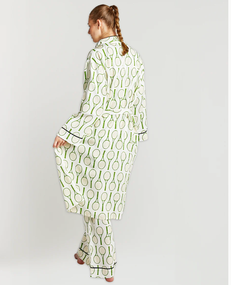 Tennis Time Robe - Green/White - Katie Kime