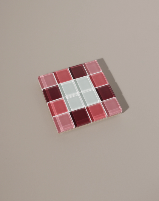 Glass Tile Coaster - Through A Window - Pink Gradient - Subtle Art Studio