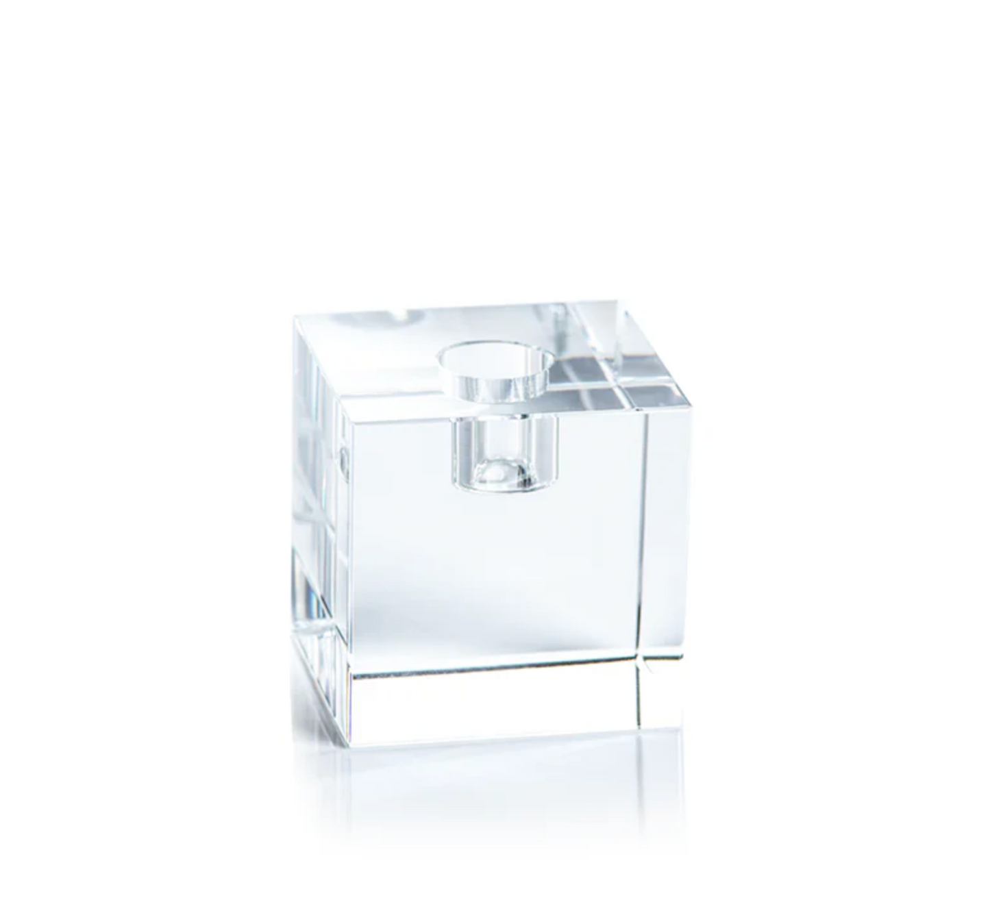 Square Crystal Glass Taper Holder - Small