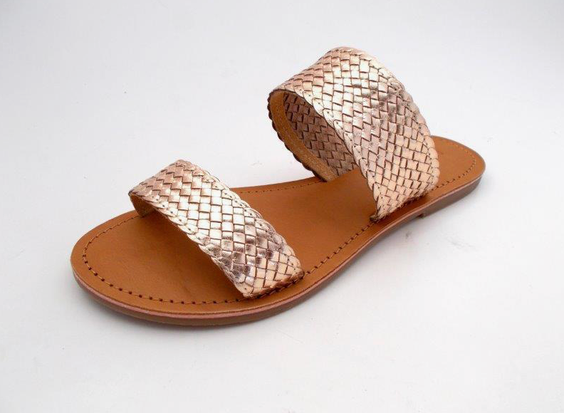 Acadia - Gold Handwoven Genuine Sandals - Salt + Umber