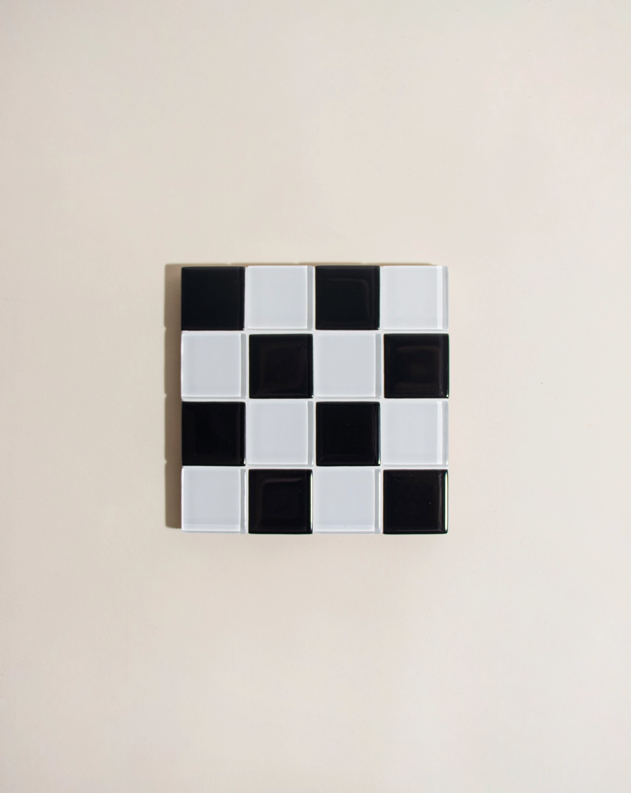 Glass Tile Coaster Checkered - Black/White - Subtle Art Studios