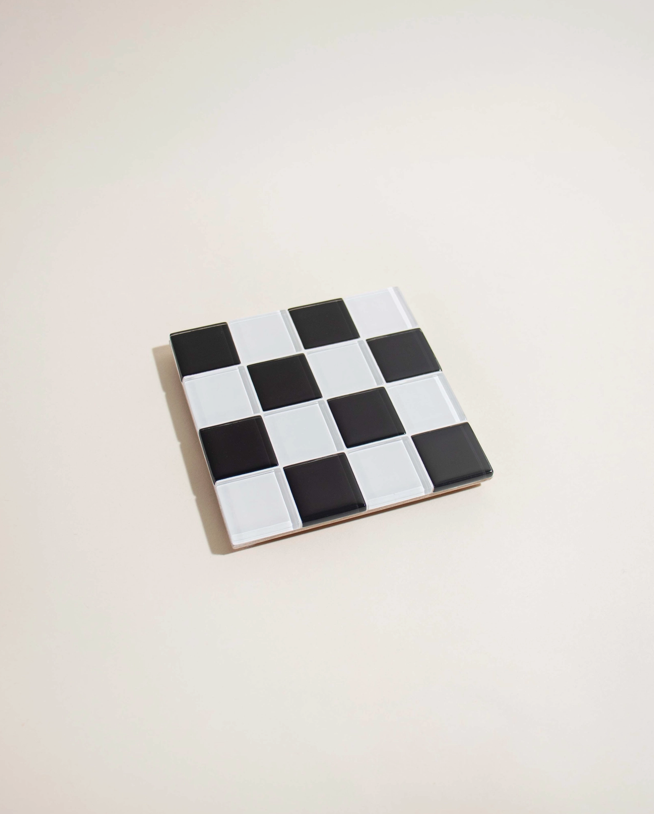 Glass Tile Coaster Checkered - Black/White - Subtle Art Studios