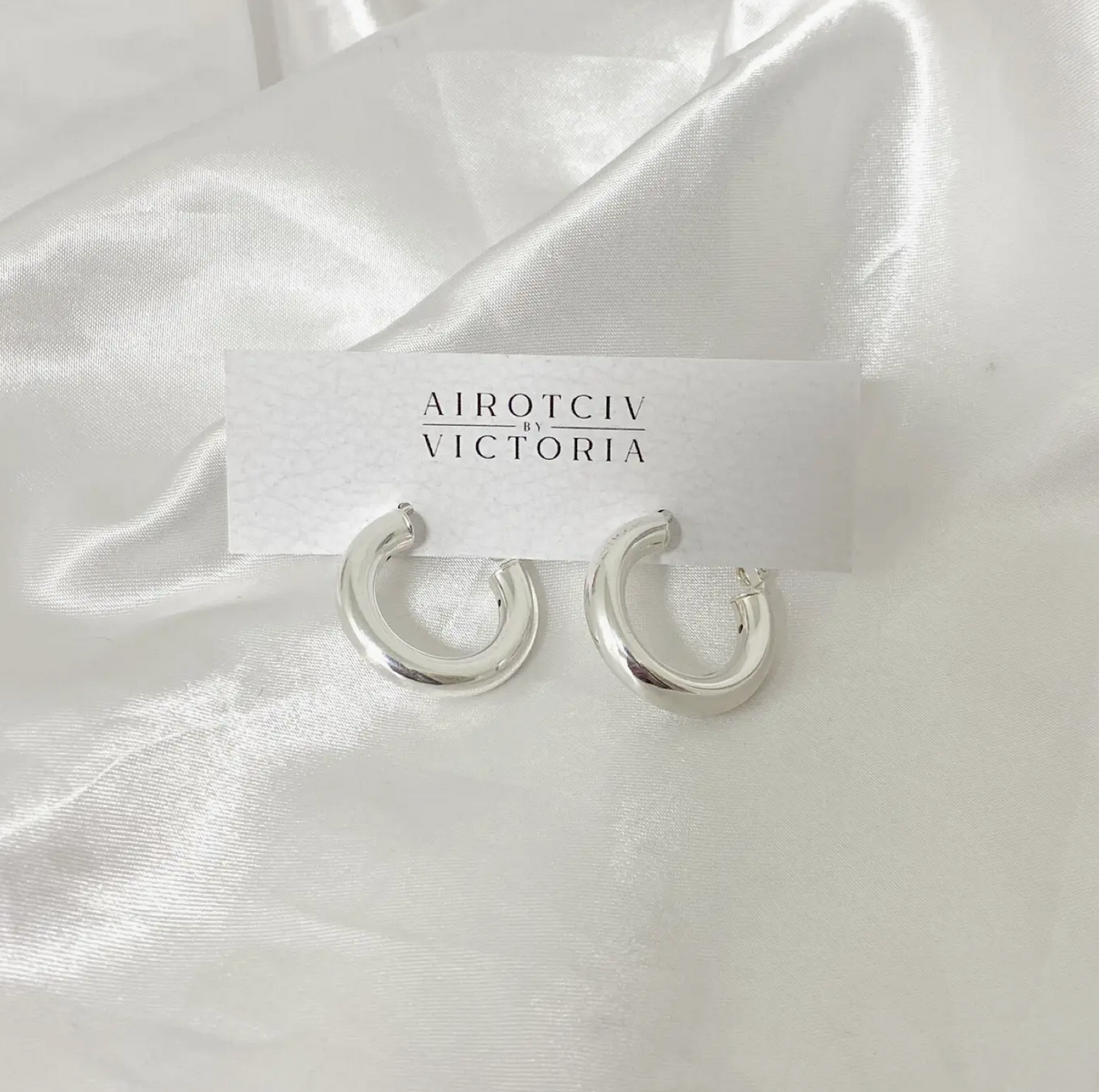 Constantine Silver Chunky Hoops -  Airotciv by Victoria