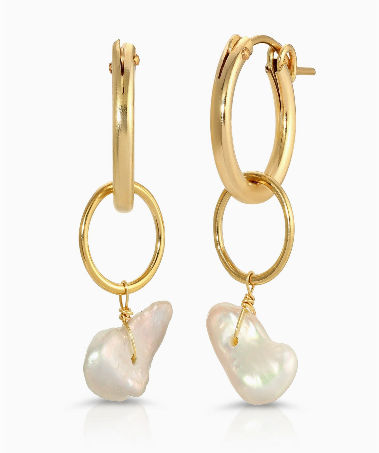 Rhode Pearl Gold Hoop Earrings - KOZAKH