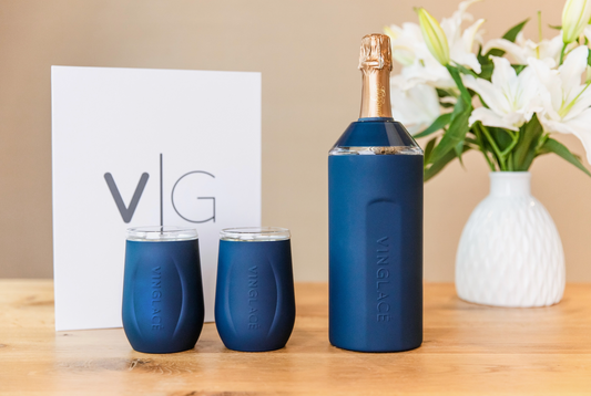 Vinglacé Wine GIFT SET with Wine Tumblers - Navy