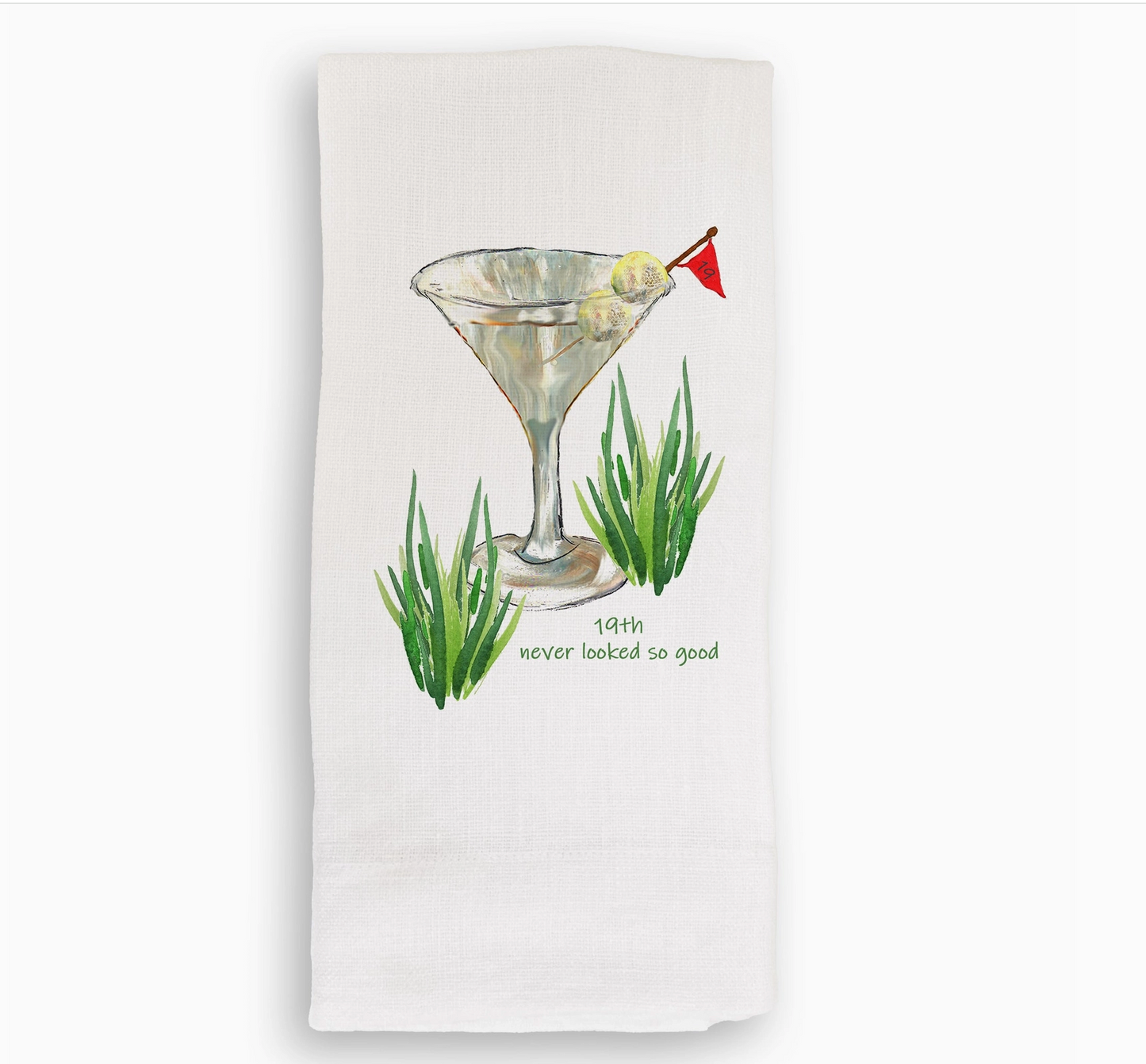 19th Hole Martini Linen Tea Towel - French Graffiti