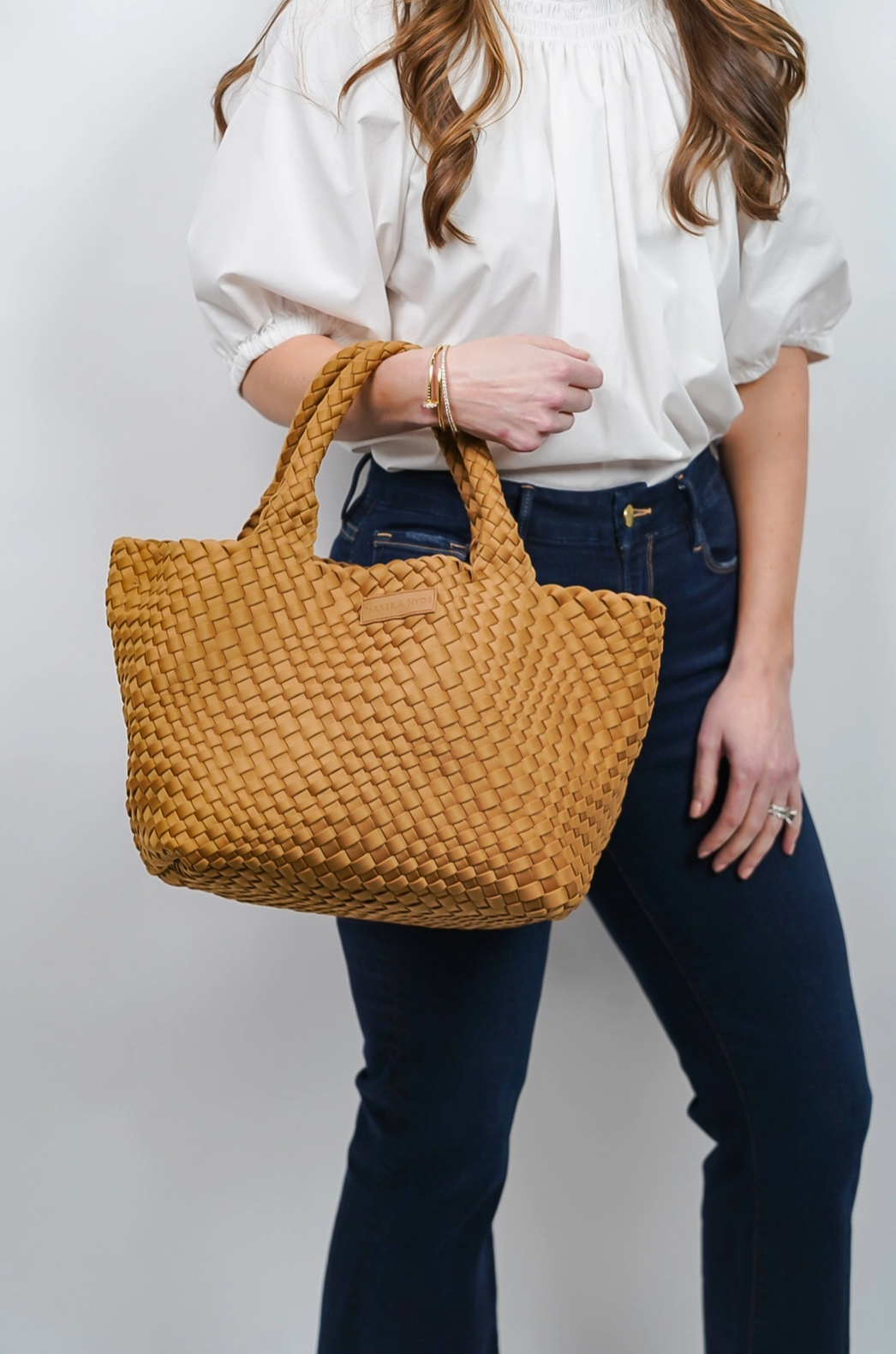 Large Camel Woven Tote - Parker & Hyde