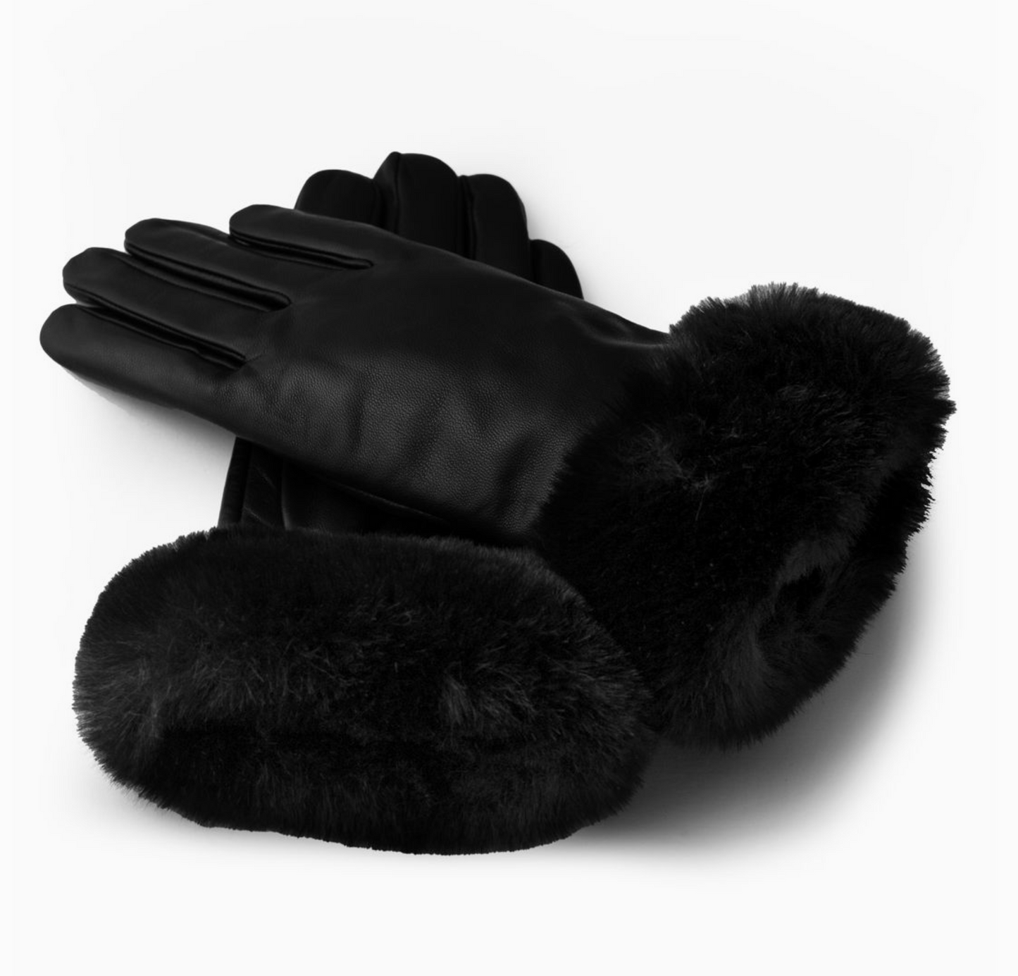 Women's Gloves - Leather + Fur - BOTH COLOR OPTIONS