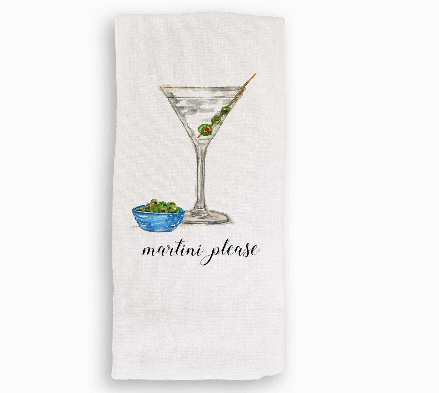 Martini with Olives Bowl Linen Tea Towel - No Words - French Graffiti