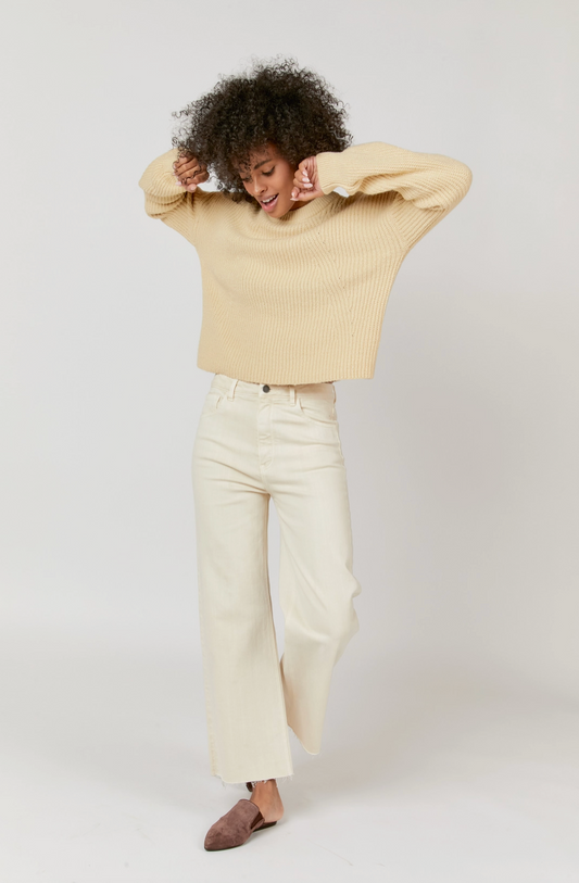 Aberdeen Ankle Crop High Rise Jean - Ecru - Oliver Logan