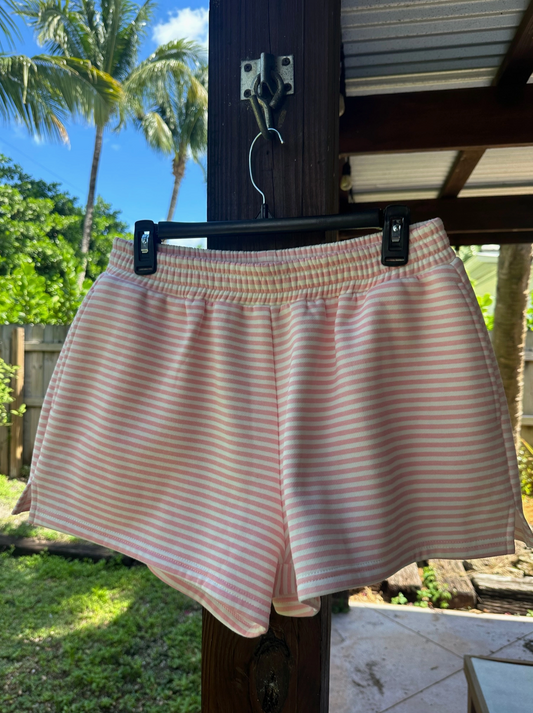 Light Pink and White Striped Shorts