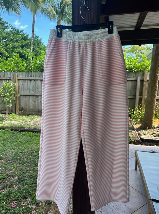 Light Pink and White Striped Sweatpants