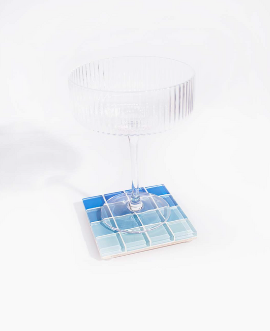 Glass Tile Coaster -  Blue Ombre - Subtle Art Studios