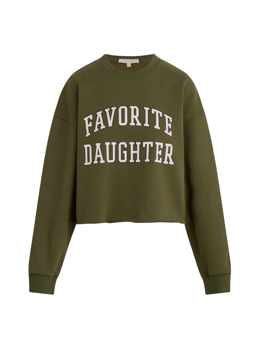 The Cropped Collegiate Sweatshirt - Green - Favorite Daughter