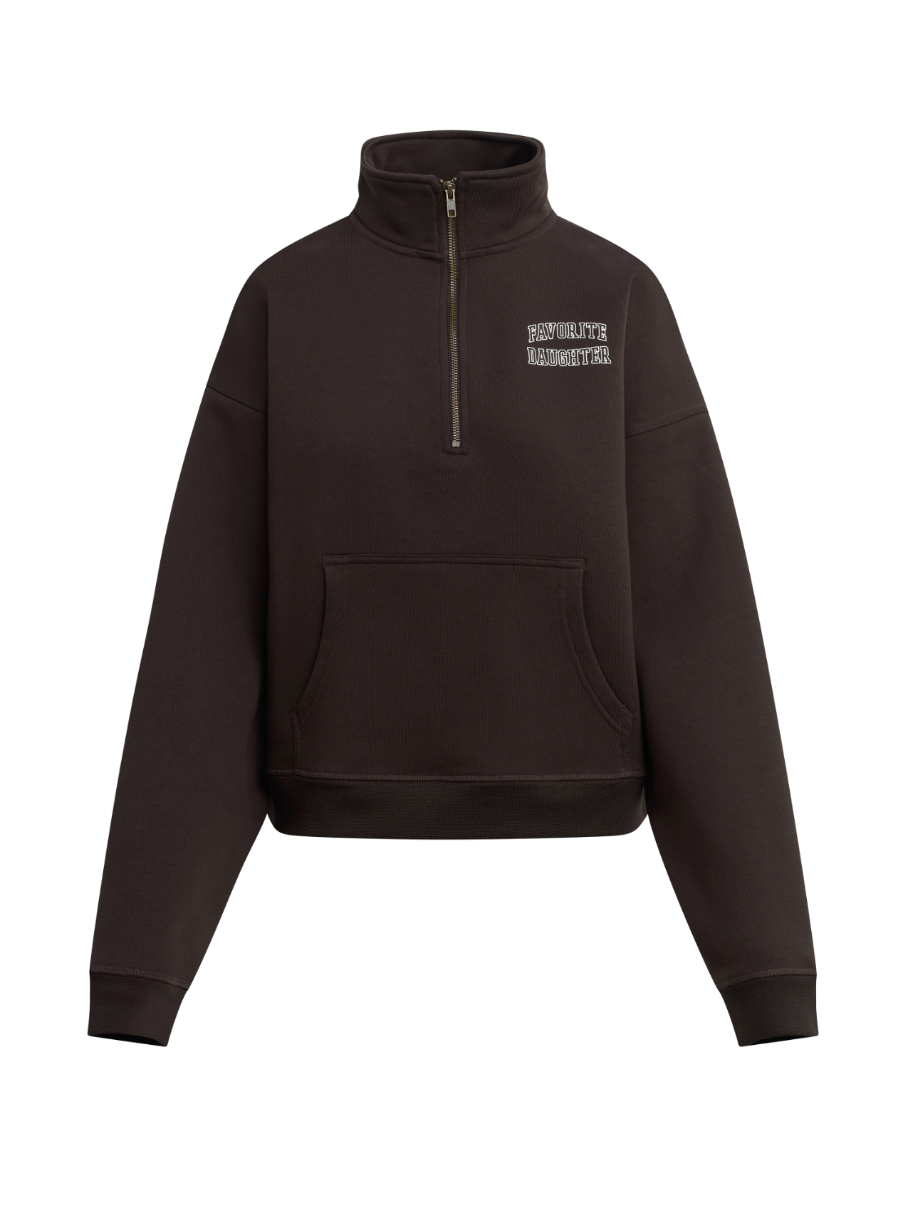 The Collegiate Half Zip Sweatshirt - Espresso - Favorite Daughter