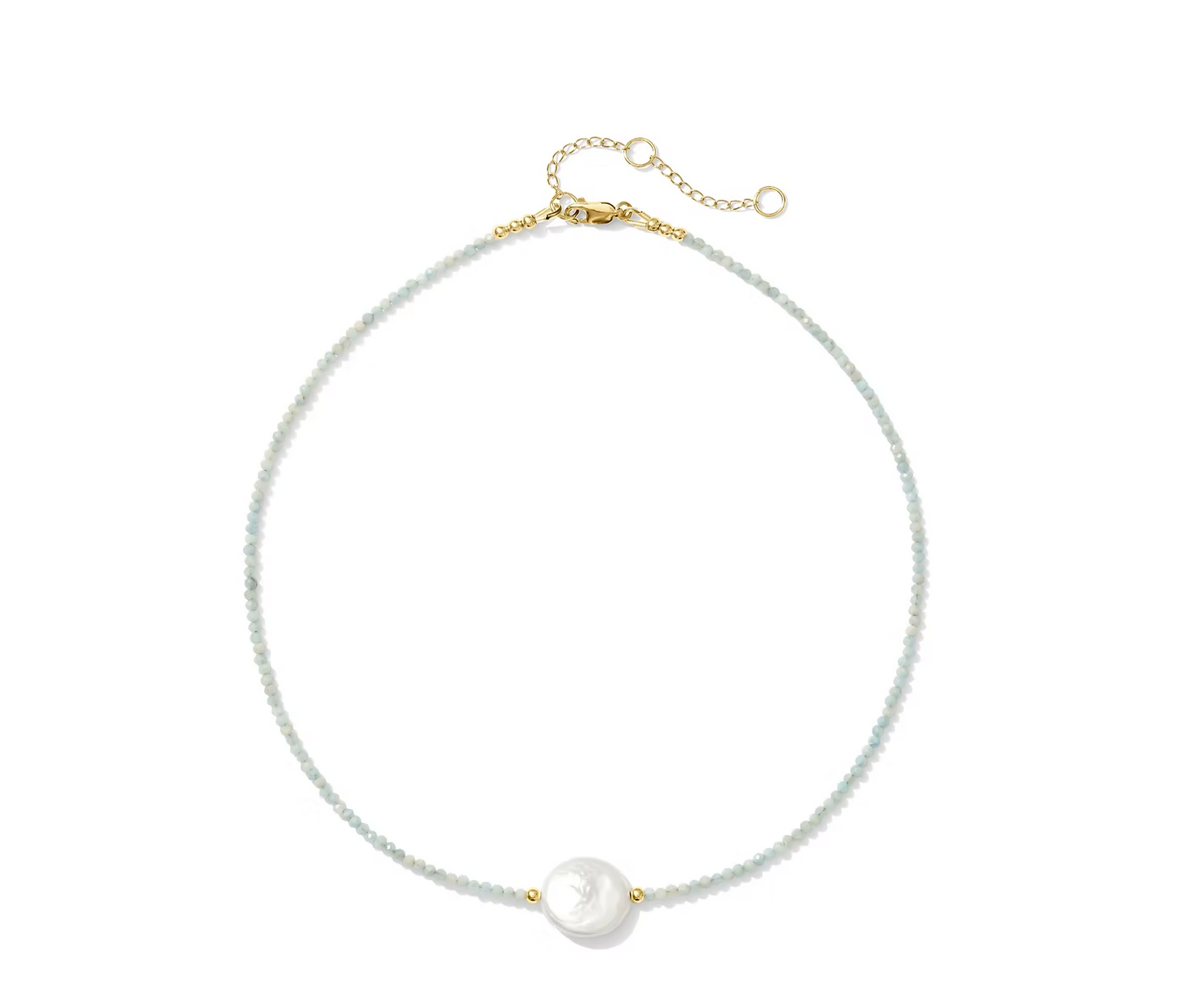 Mystic Coin Pearl Gemstone Necklace - Gold Fill - Amazonite - Kaylie Dawn