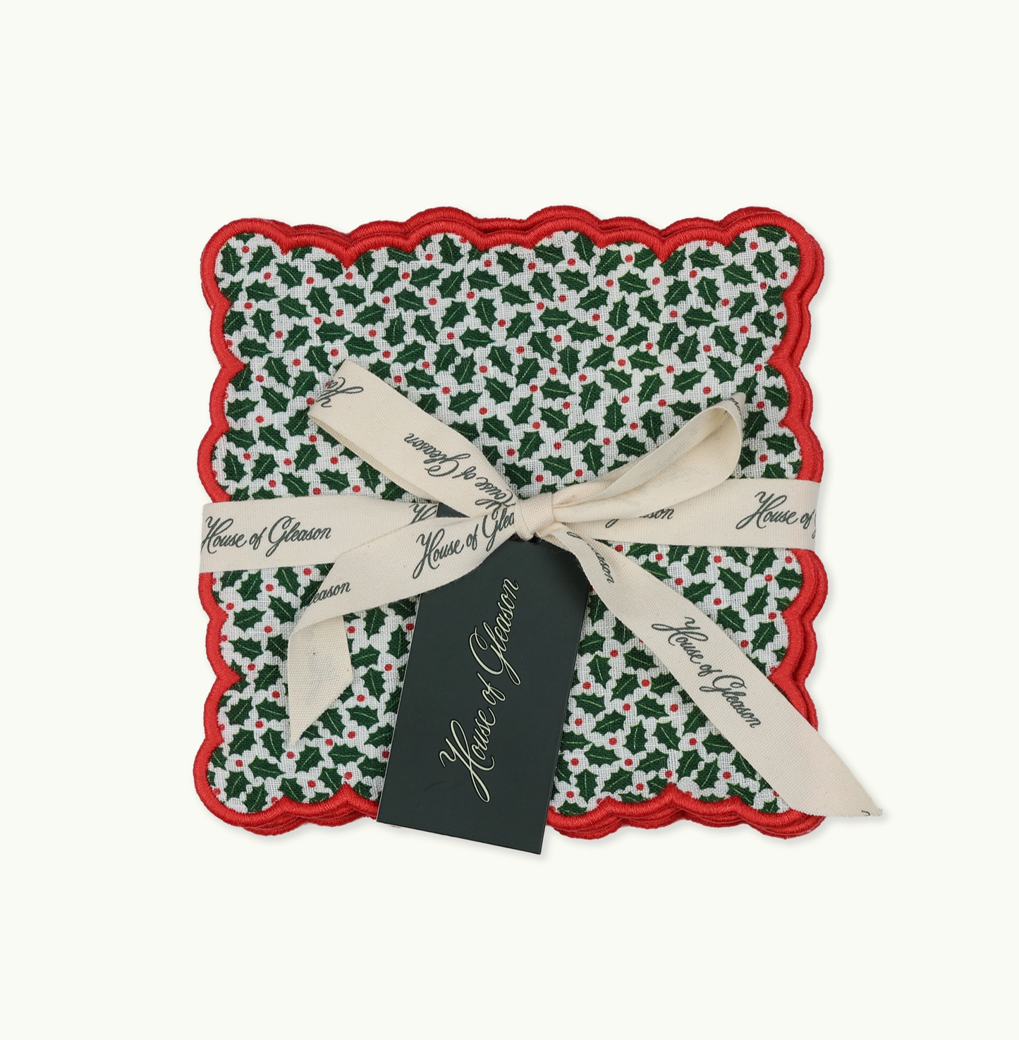 Holly Linen Cocktail Napkins - Set of 4