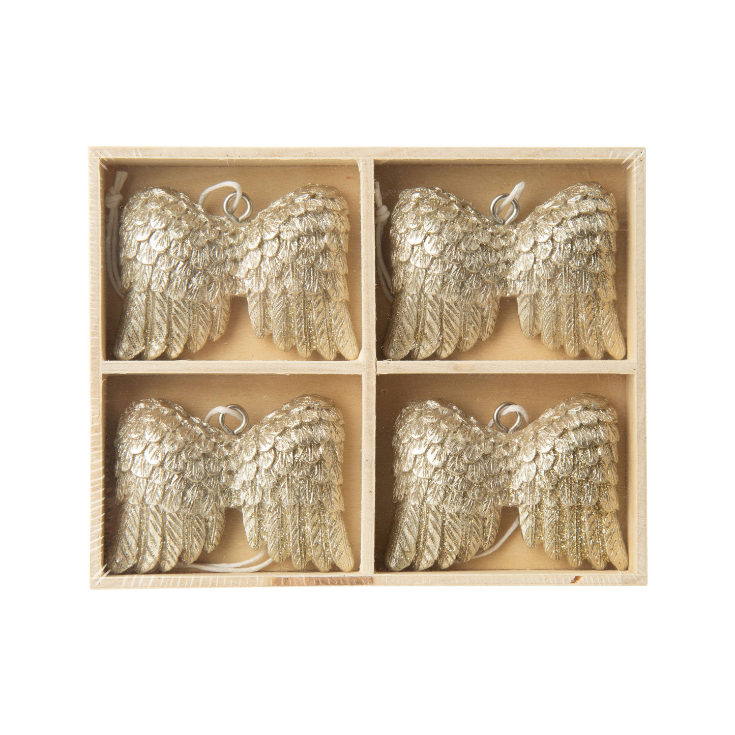 Set of 4 Gold Angel Wing Ornaments
