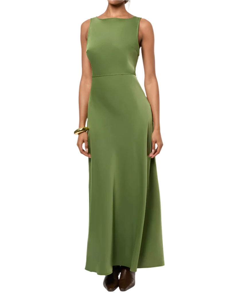 Boat Neck Slip Dress - Hunter Green - We Wore What