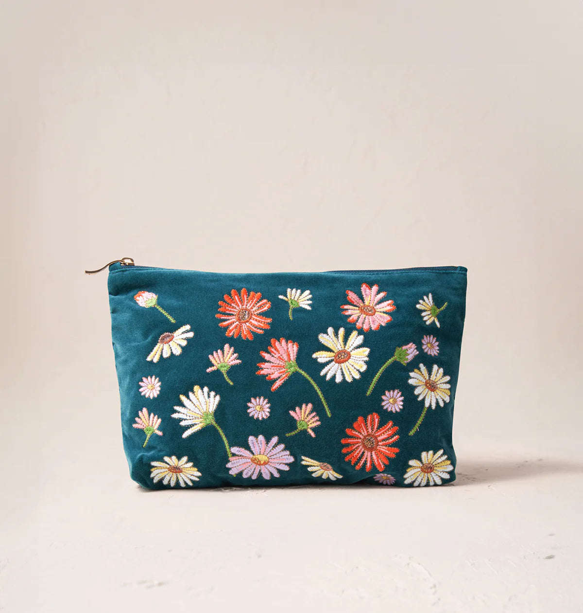 Wildflower Rich Blue Velvet Everyday Pouch - Elizabeth Scarlett