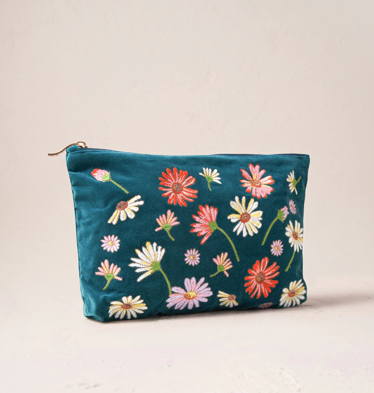 Wildflower Rich Blue Velvet Everyday Pouch - Elizabeth Scarlett