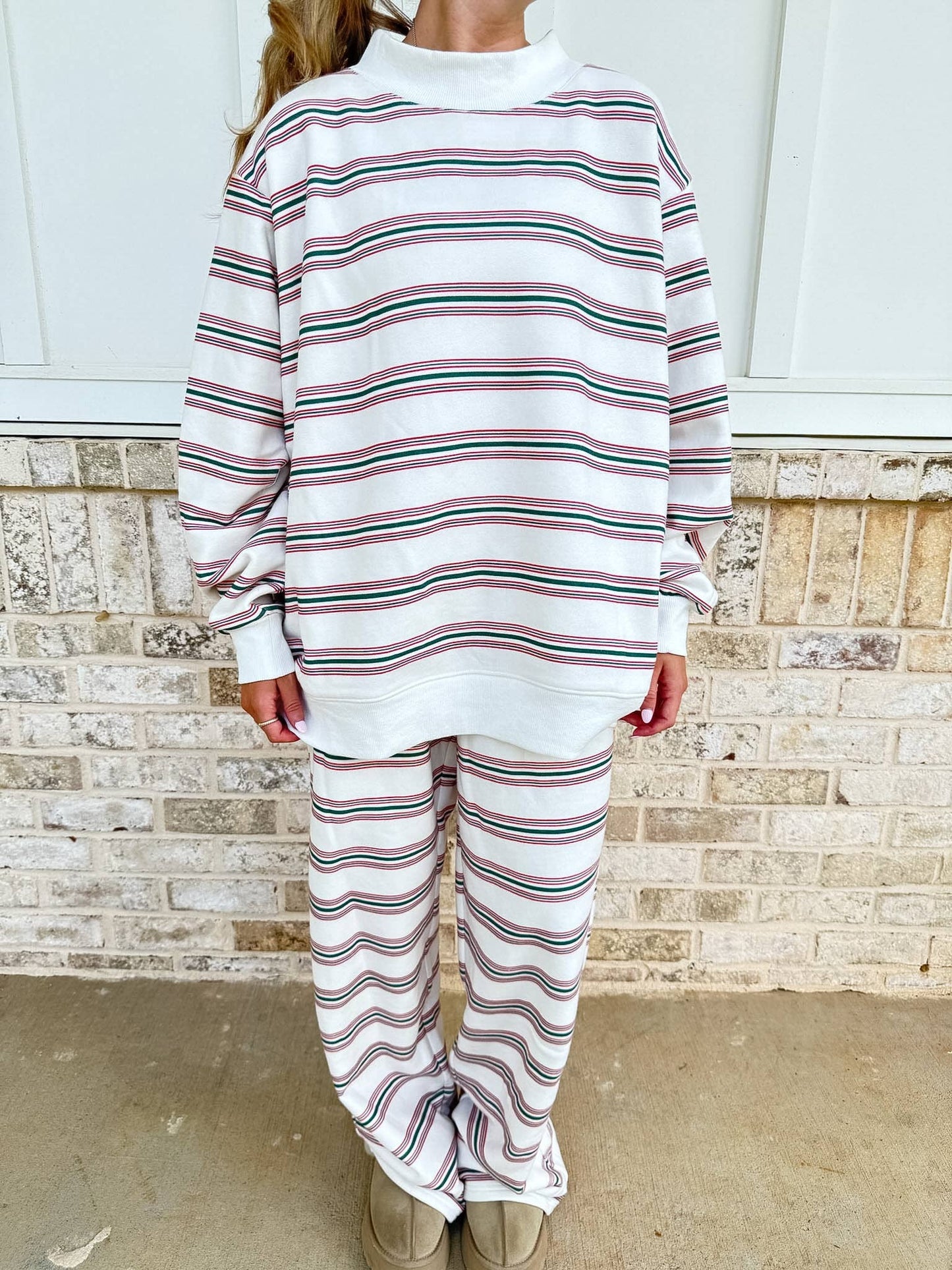 Holiday Cheer Striped Flare Sweatpants