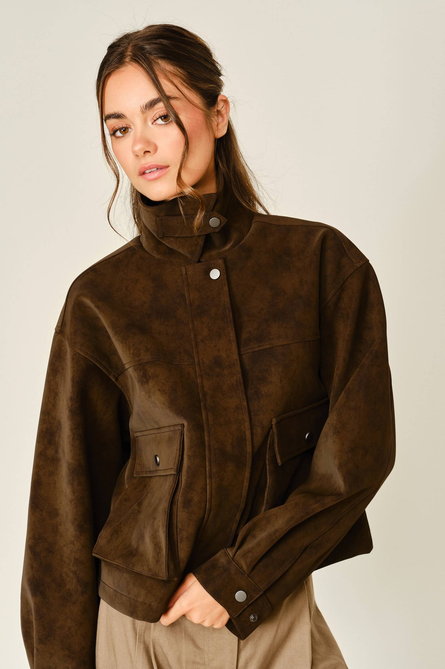 Vintage Vegan Leather Jacket - Chocolate