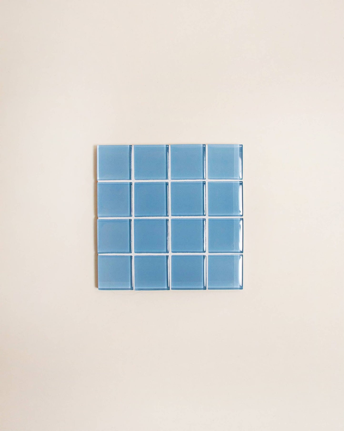 Glass Tile Checkered Coaster - Blue