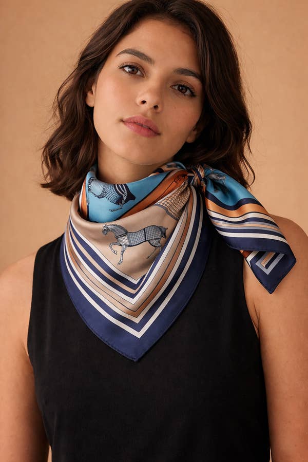 Orange Show Horse Reversible Square Double Sided Scarf
