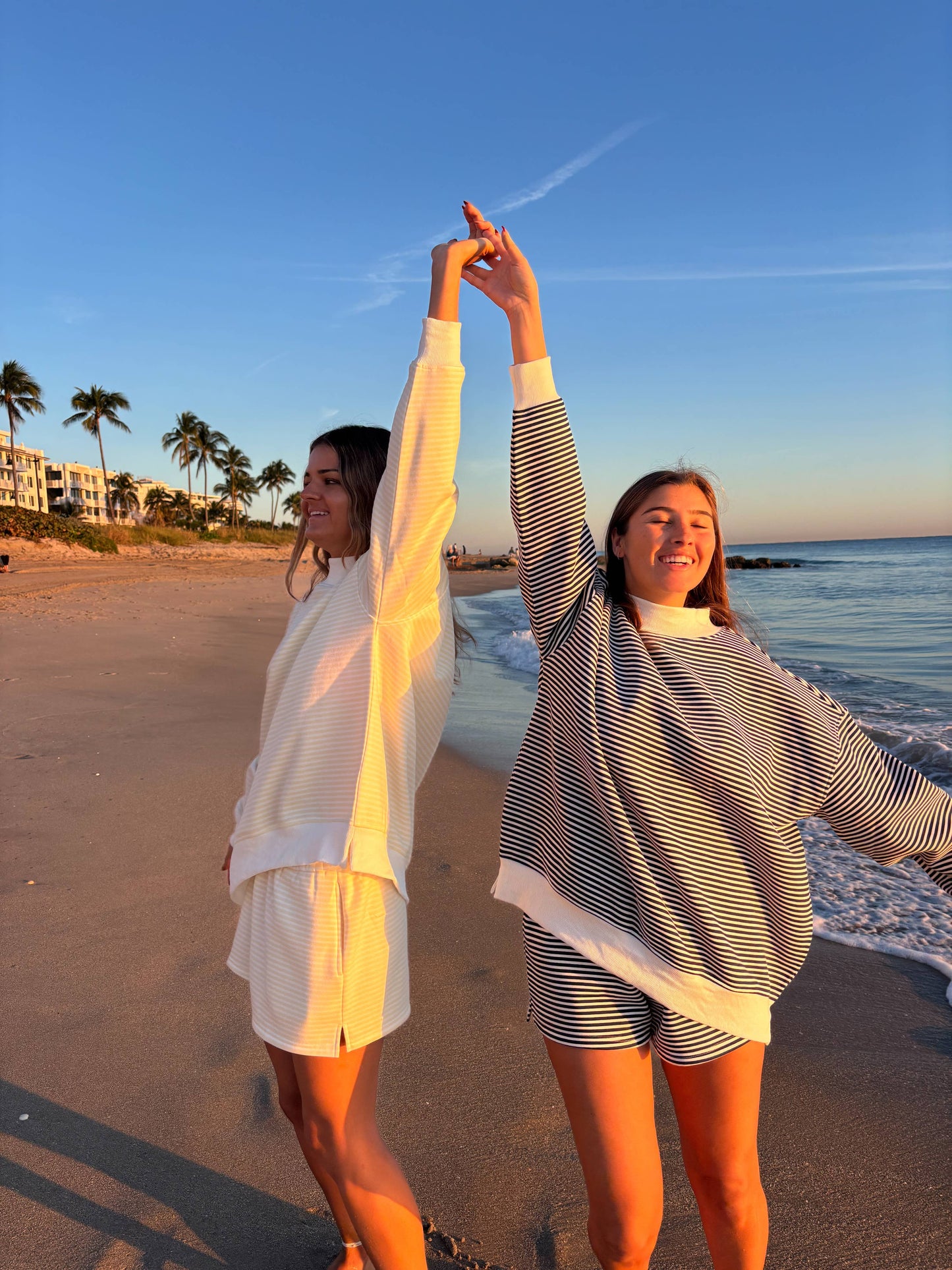 Navy and White Stripe Mockneck Sweatshirt