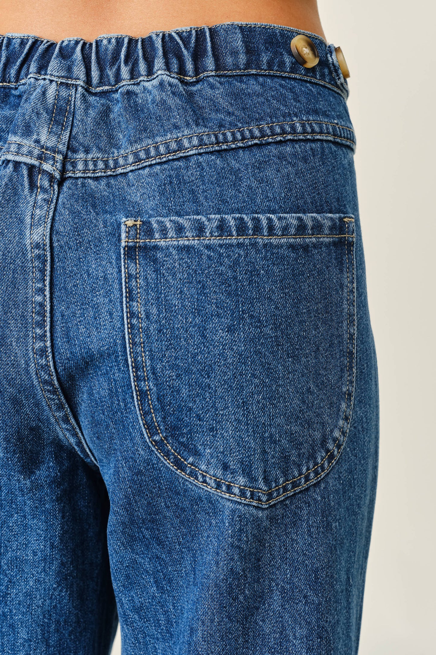Side Button Detail Wide Leg Jeans
