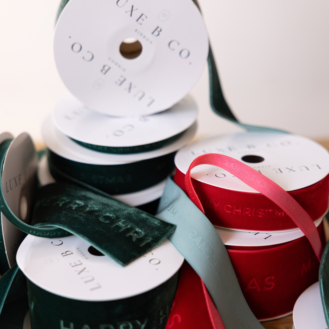 Merry Christmas Ribbon Velvet Red - Medium