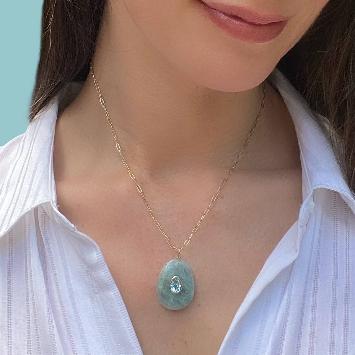 Amazonite & Topaz Pear Necklace