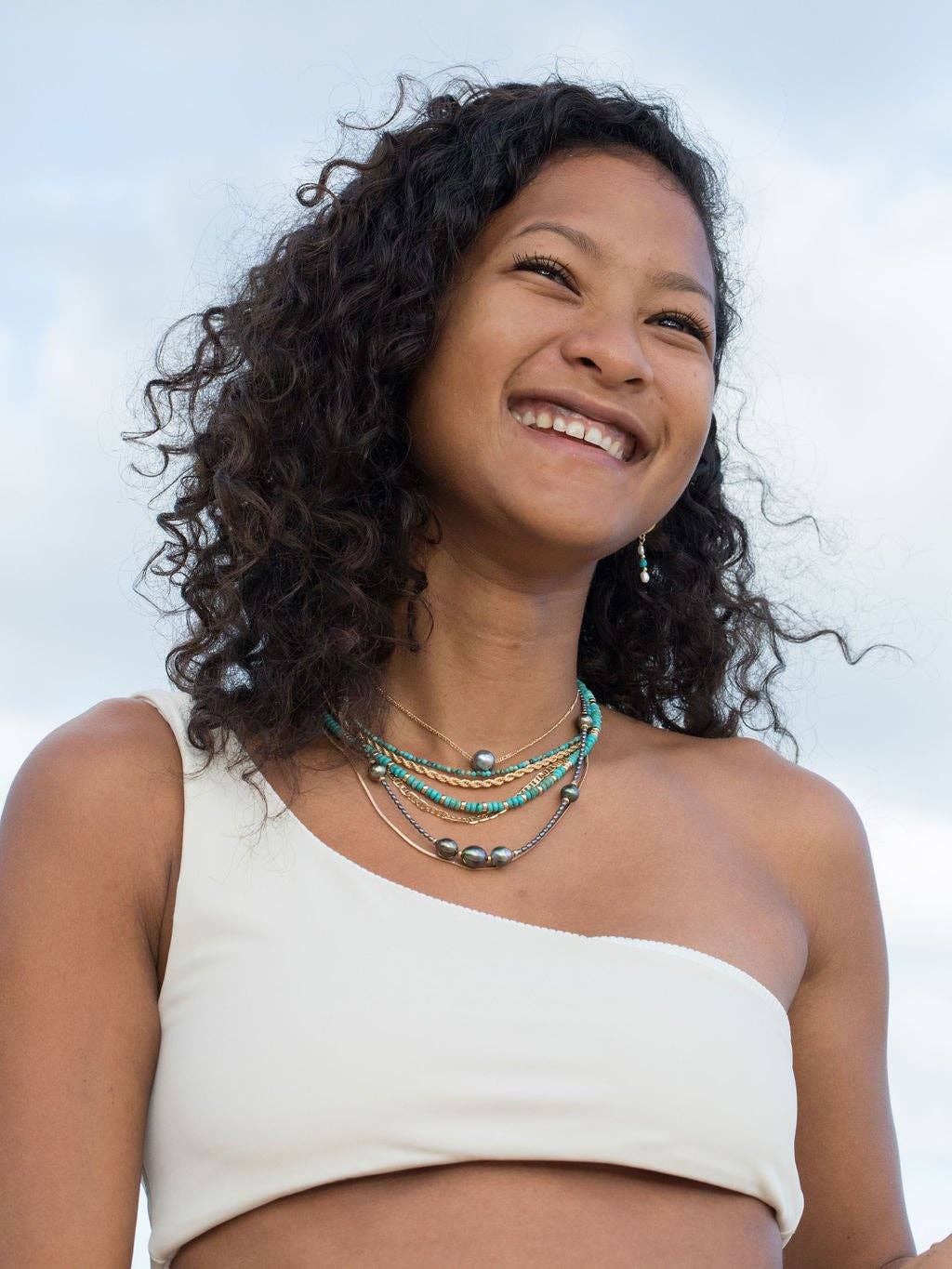 Gold Single Floating Tahitian Pearl Necklace - 17 Inch