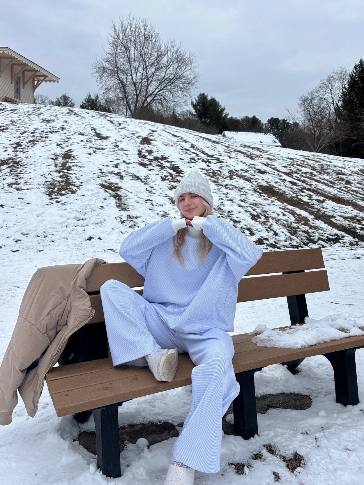 Blue/White Striped Mockneck Sweatshirt