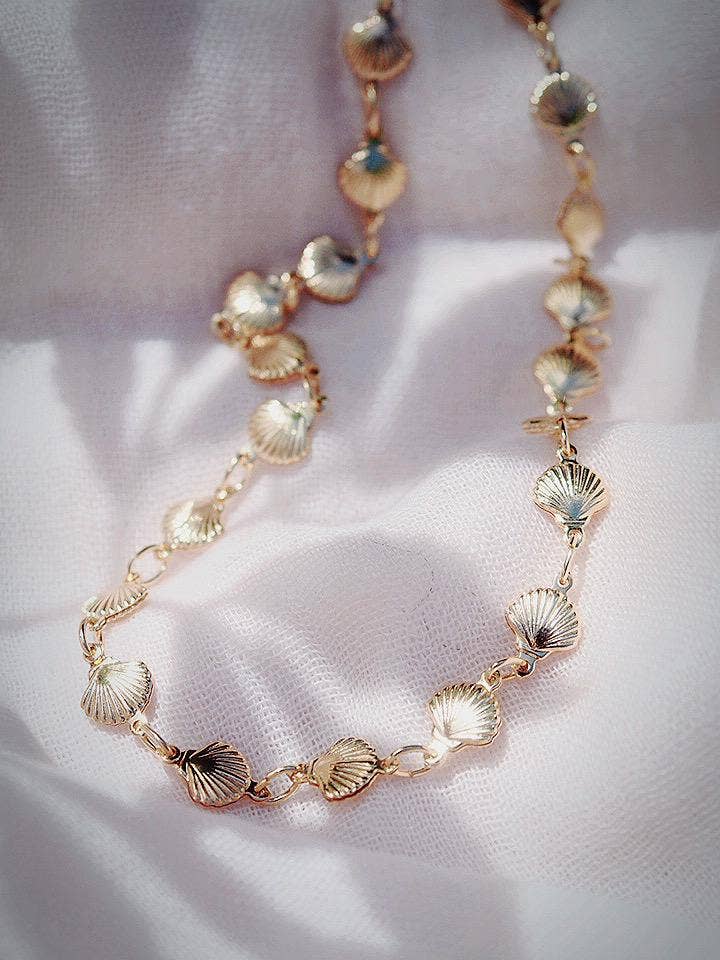 Gold Filled Seashell Chain Choker Necklace