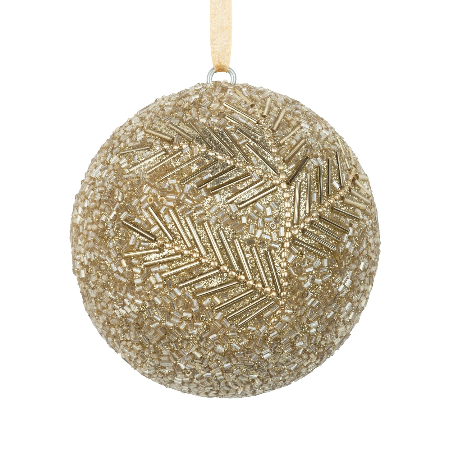 Glass Beaded Branch Round Ornament