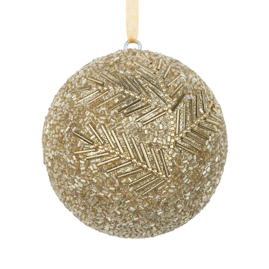 Glass Beaded Branch Round Ornament