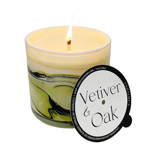 Vetiver & Oak 14 oz. Swirl Glass Candle