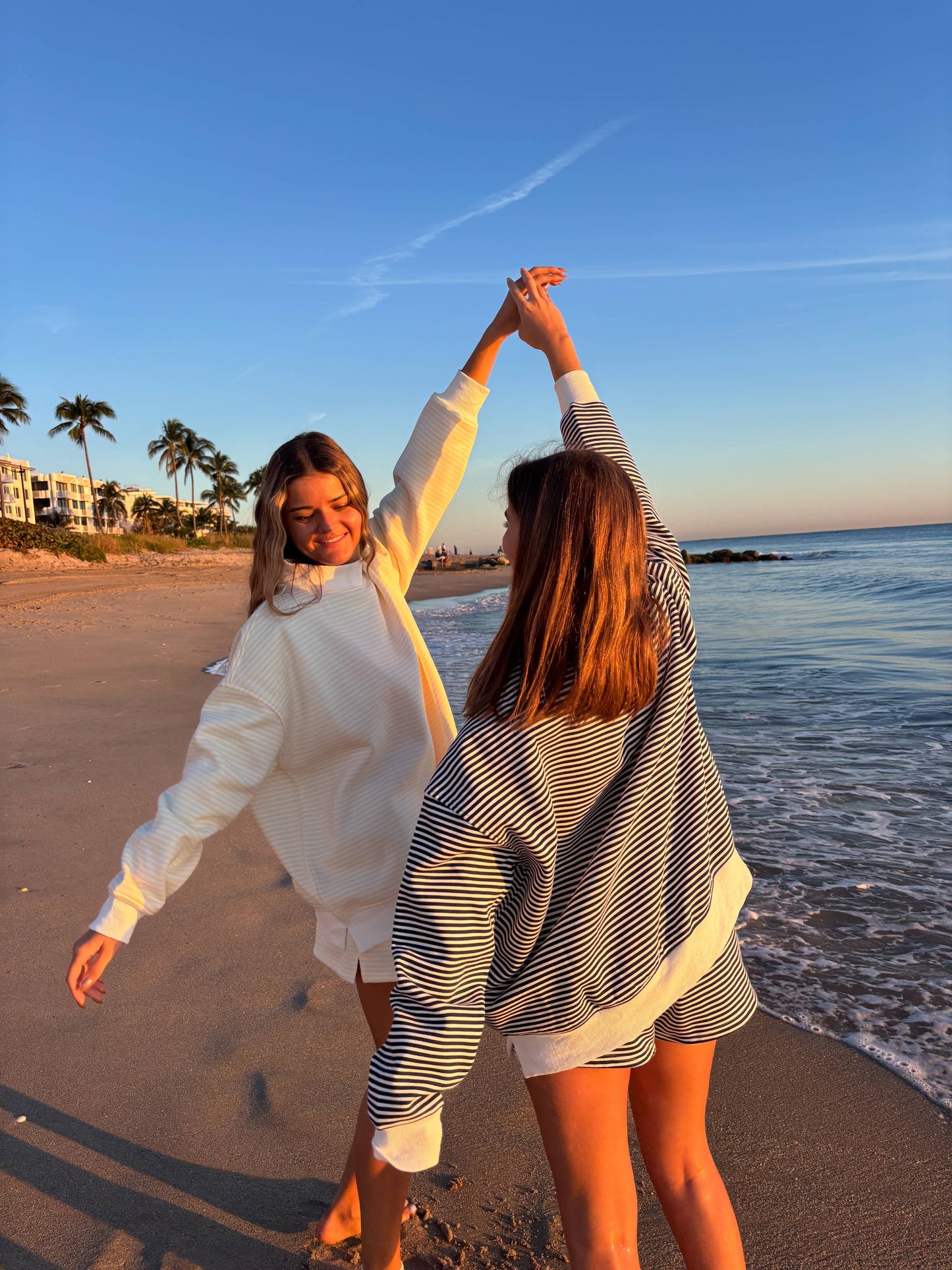 Navy and White Stripe Mockneck Sweatshirt