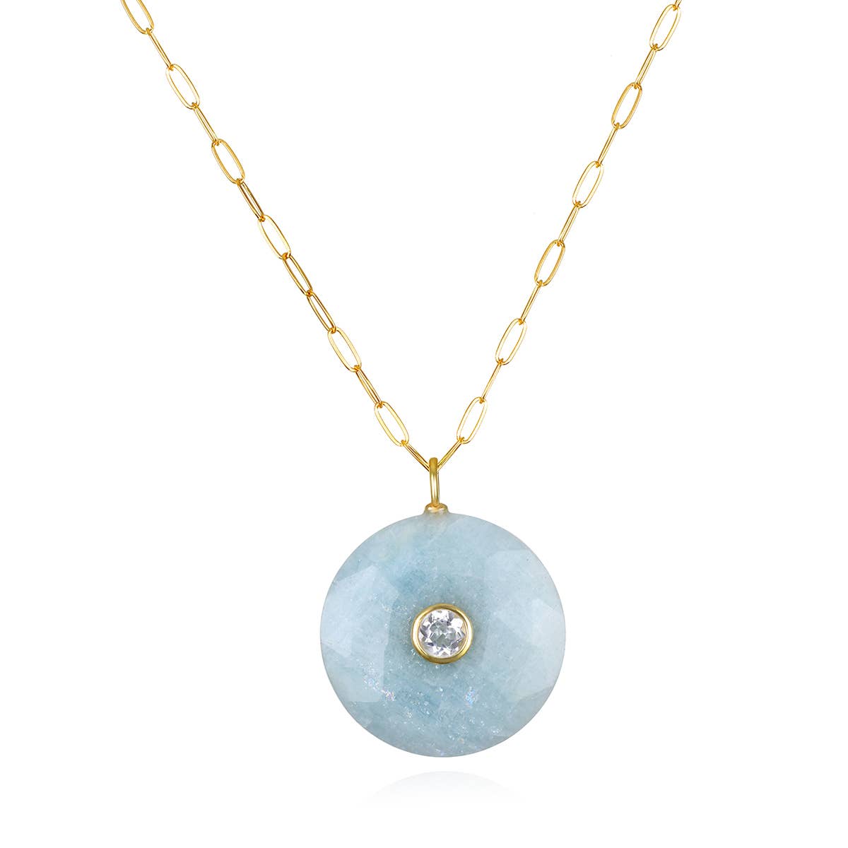 Aquamarine Statement Coin Necklace
