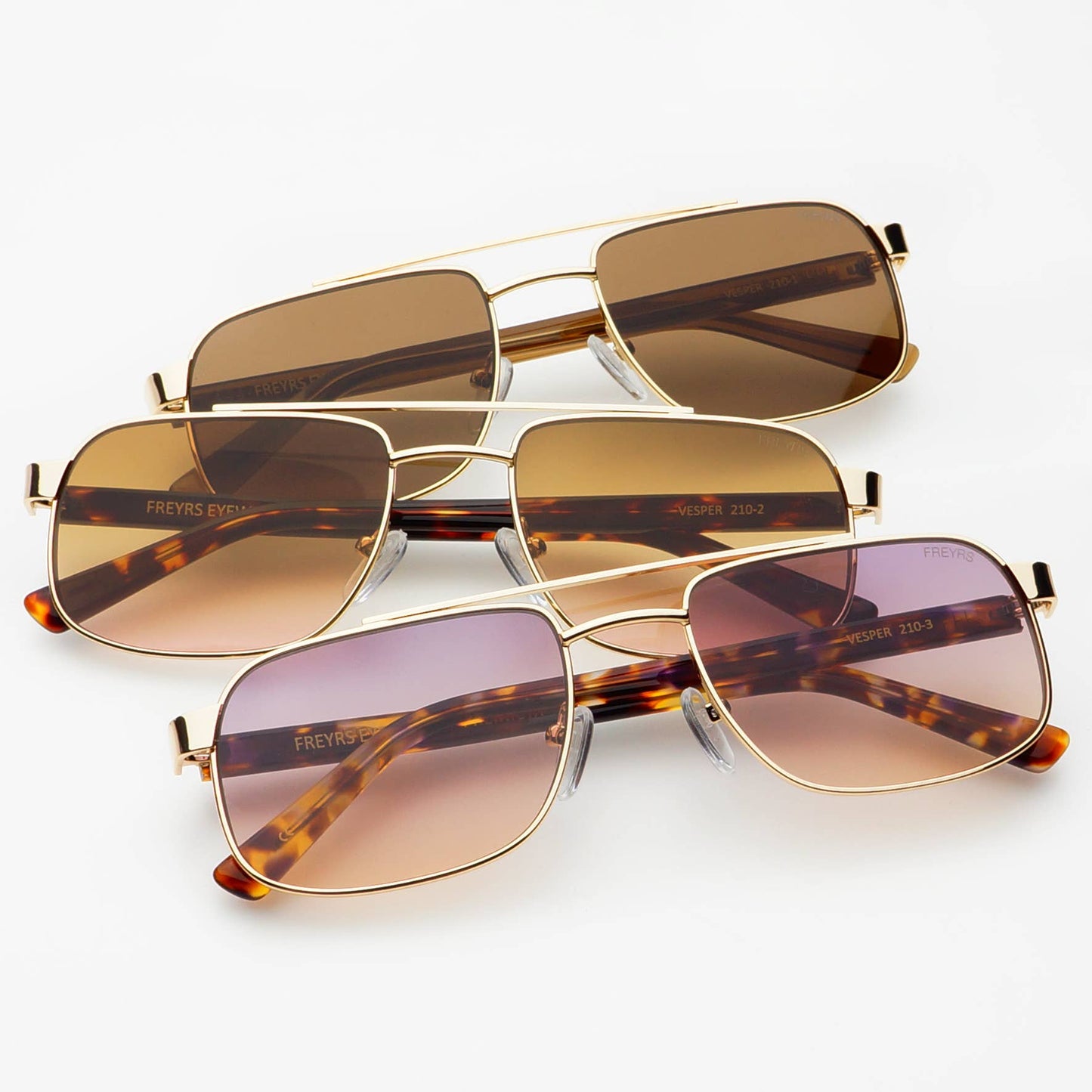Vesper Unisex Aviator Sunglasses - Gold + Solid Brown - FREYRS