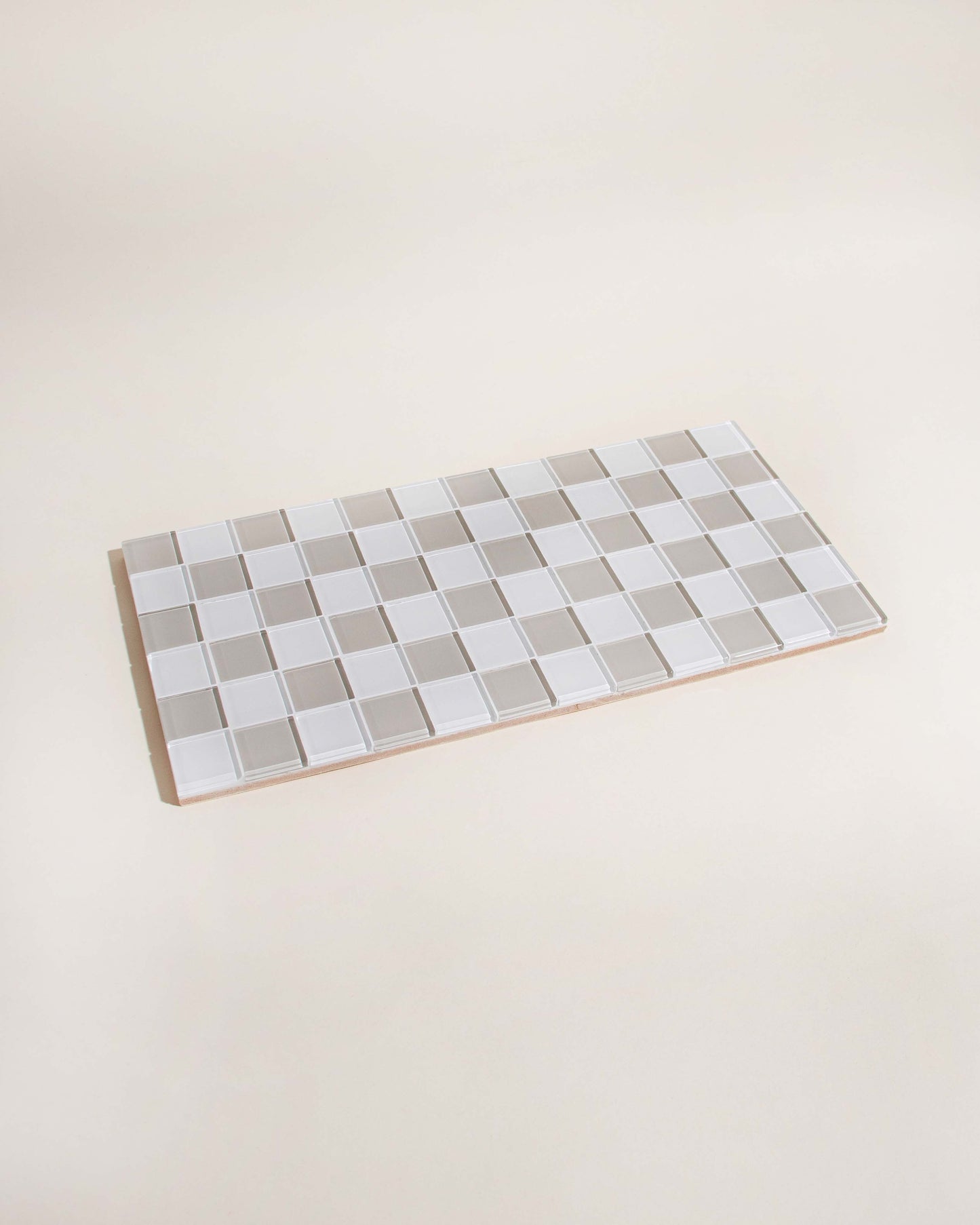 Glass Tile Checkered Tray - Beige + White