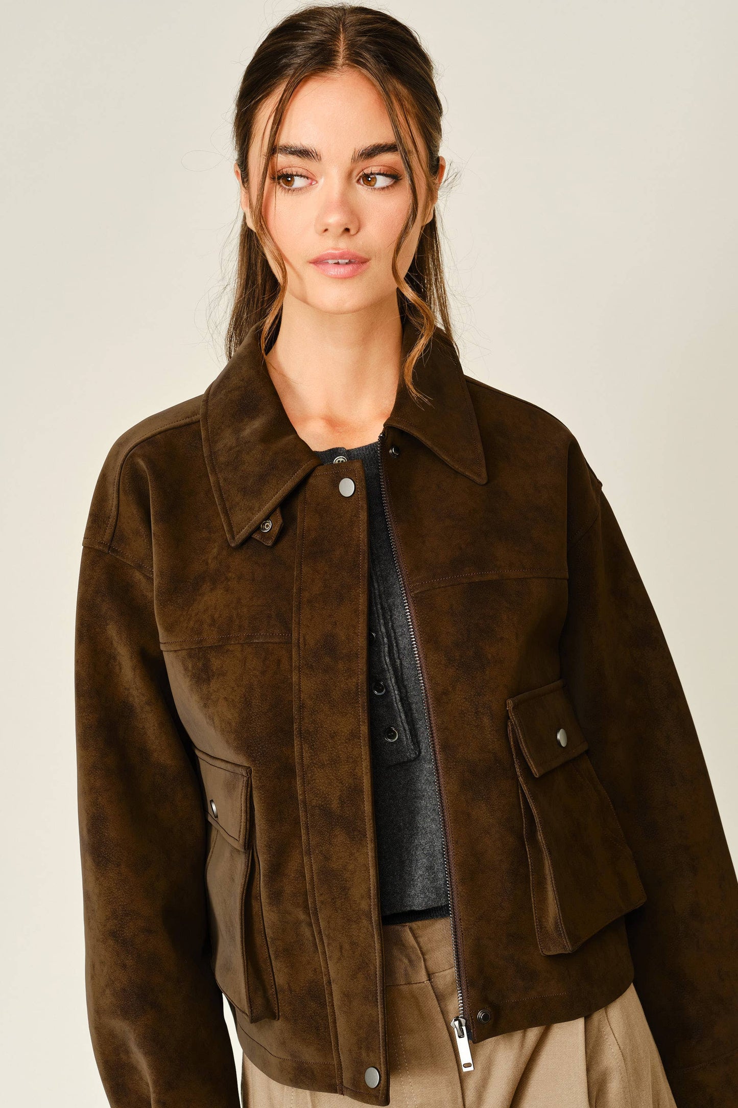 Vintage Vegan Leather Jacket - Chocolate