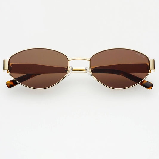 Soho Womens Oval Sunglasses - Gold / Brown