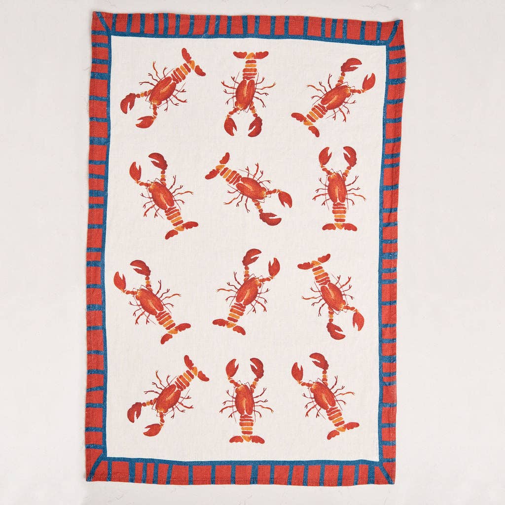 Linen Tea Towel - Pot of Lobsters