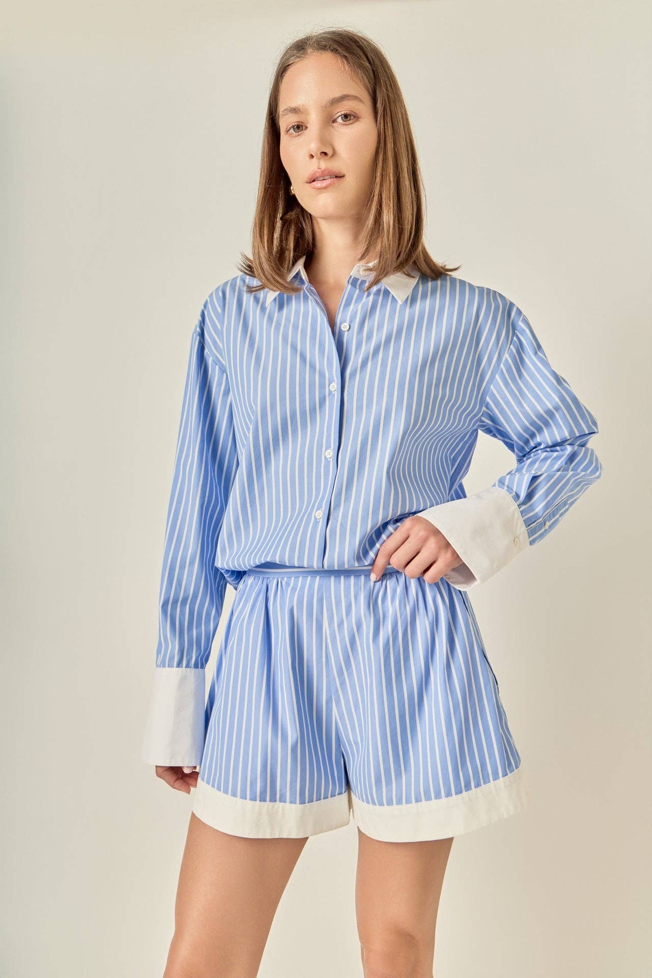 Oversize Stripe Contrast Color Shirt - English Factory