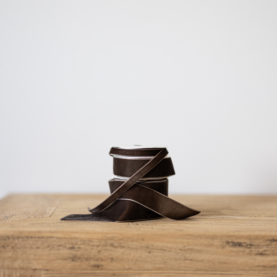 Brown Velvet Holiday Ribbon - Medium