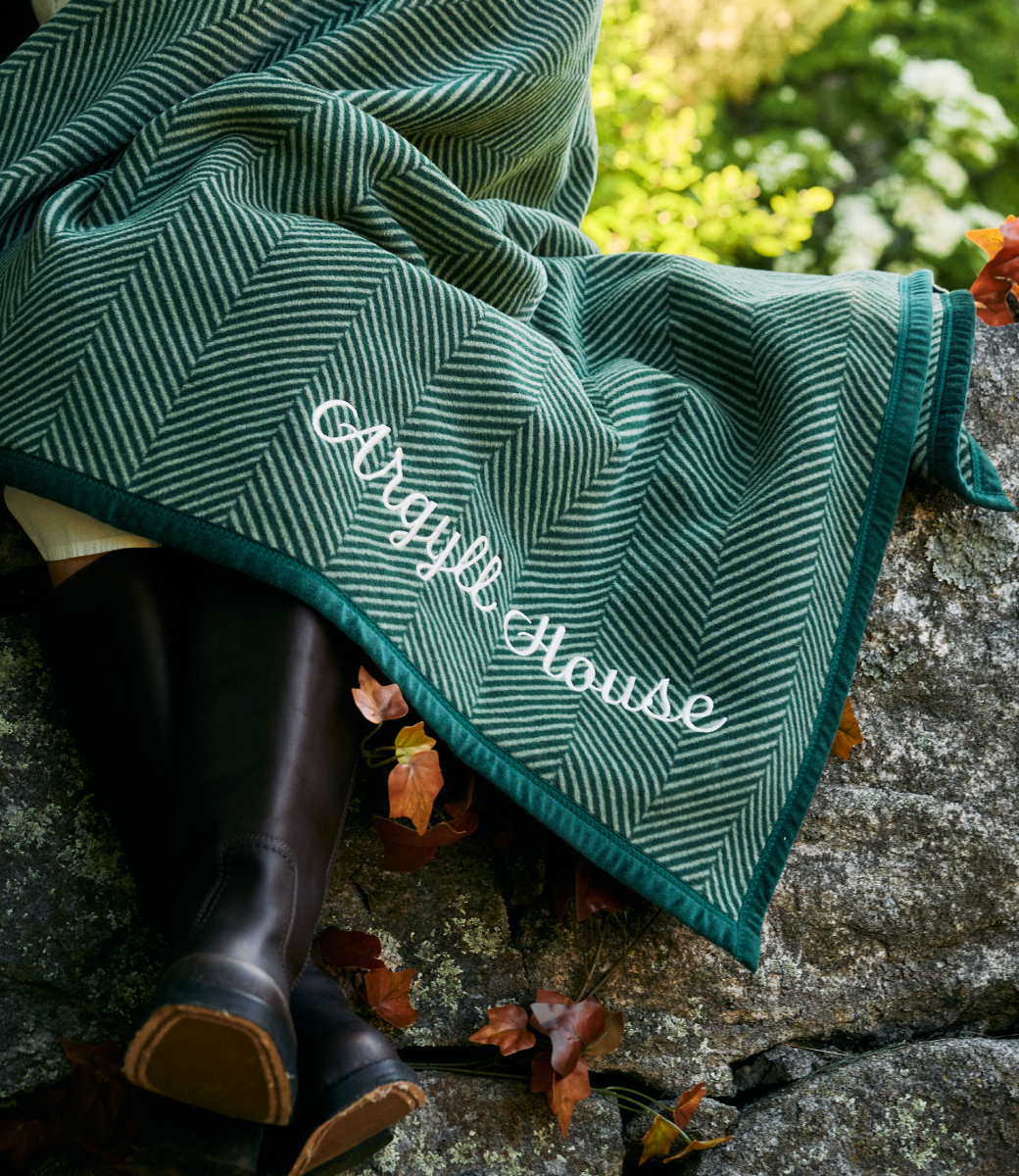 Harborview Herringbone Forest Green Midi Blanket
