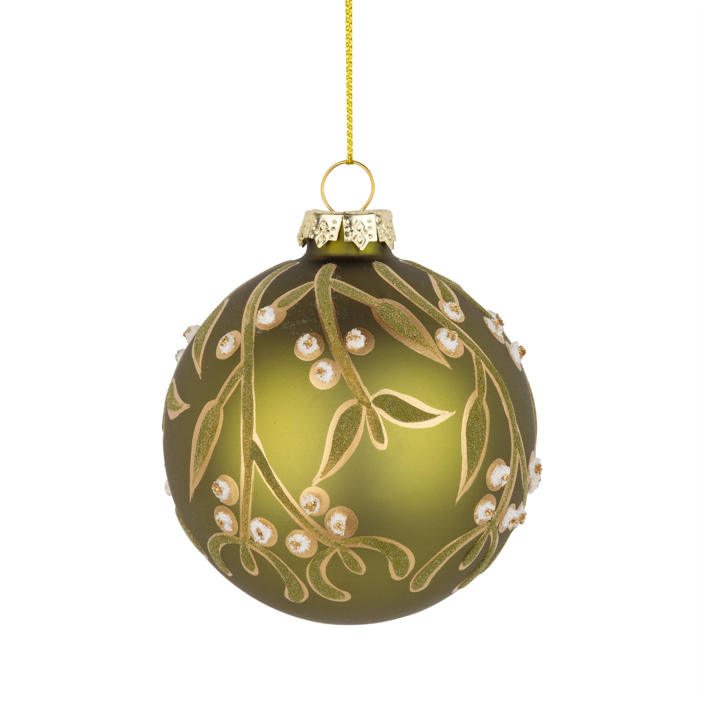 Apple Green Mistletoe Glass Ball Ornament